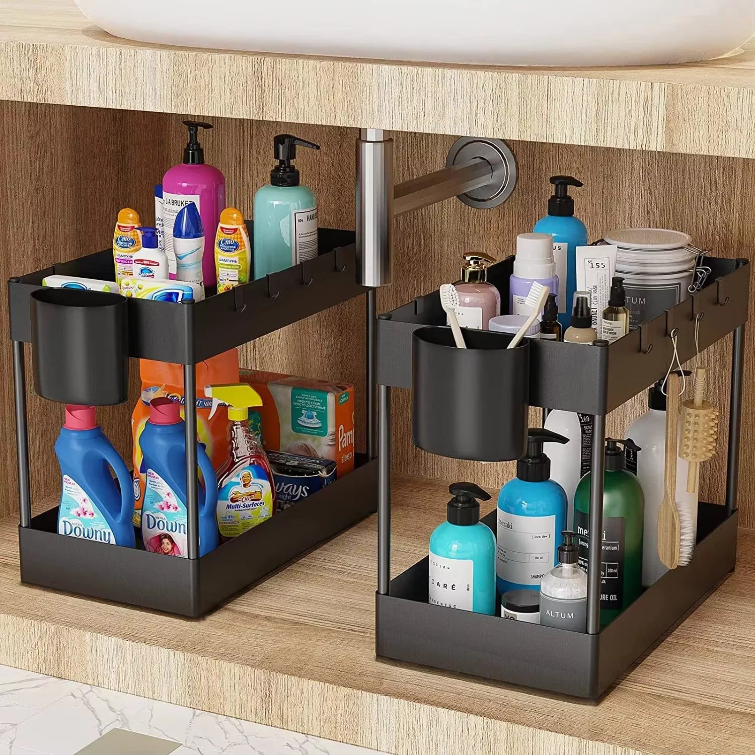 Under Sink Organizer – 2-Tier Sliding Storage Rack